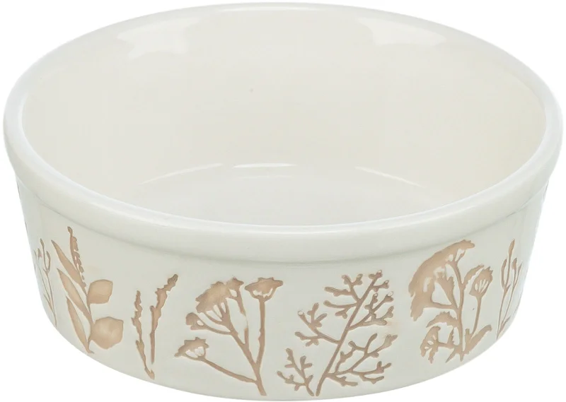 Bowl, textured motif, ceramic, 0.3 l/diam 12 cm, white/taupe