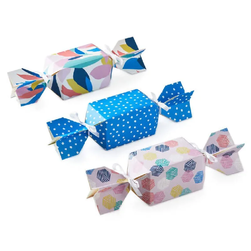 Hallmark : Colorful Dots and Flowers Candy-Shaped Party Favor Boxes, Set of 3