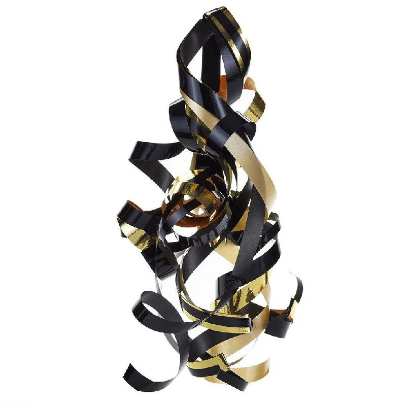 Hallmark : Black/Gold Curly Ribbon Gift Bow, 4.6"