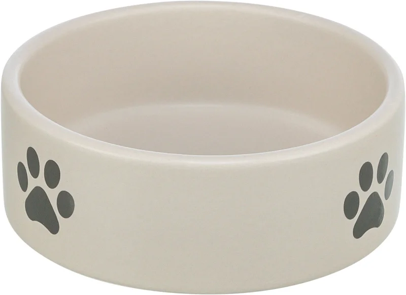 Bowl, paw motif, ceramic, 1.4 l/diam 20 cm, light grey/grey