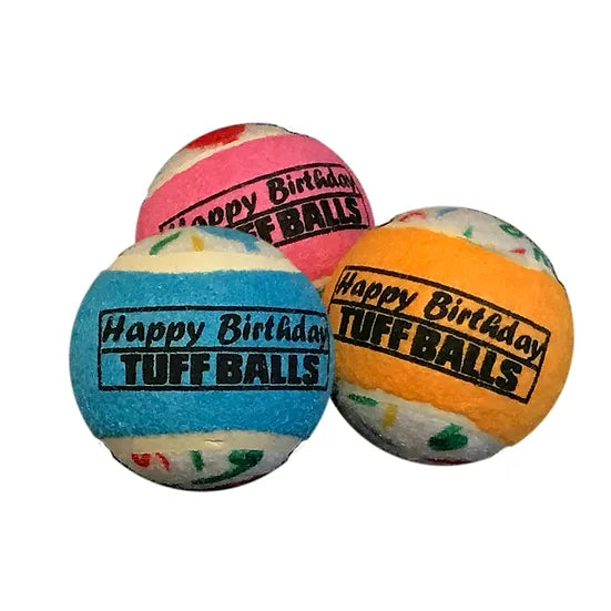 PETSPORT HAPPY BIRTHDAY BALLS 2.5" 3pk