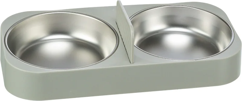 Double bowl, plastic/stainless steel for #24347, 0.5 l/32 x 5 x 16 cm, white