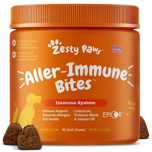 Zesty Paws Aller-immune Bites For Dogs Immune System All Ages Lamb Flavor (90 Count)