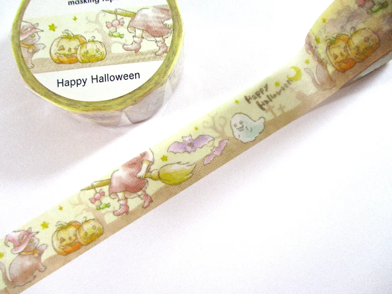 Cute Kawaii Saien Washi / Masking Deco Tape - Happy Halloween Autumn Pumpkin Scary Witch Ghost - for Scrapbooking Journal Planner Craft