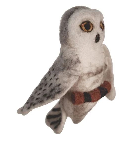 DZI Handmade Designs Wild Woolies Felt Bird Garden Ornament - Snowy Owl