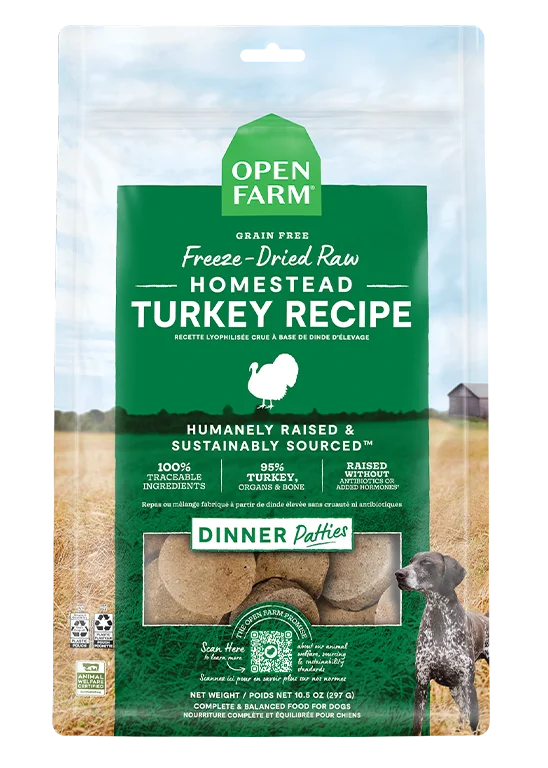 Open Farm Homestead Turkey Freeze Dried Raw Patties for Dogs