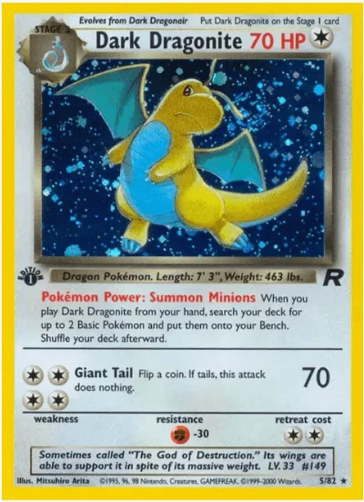 1st edition Dark Dragonite- Team Rocket #05/82 (Moderately Played)