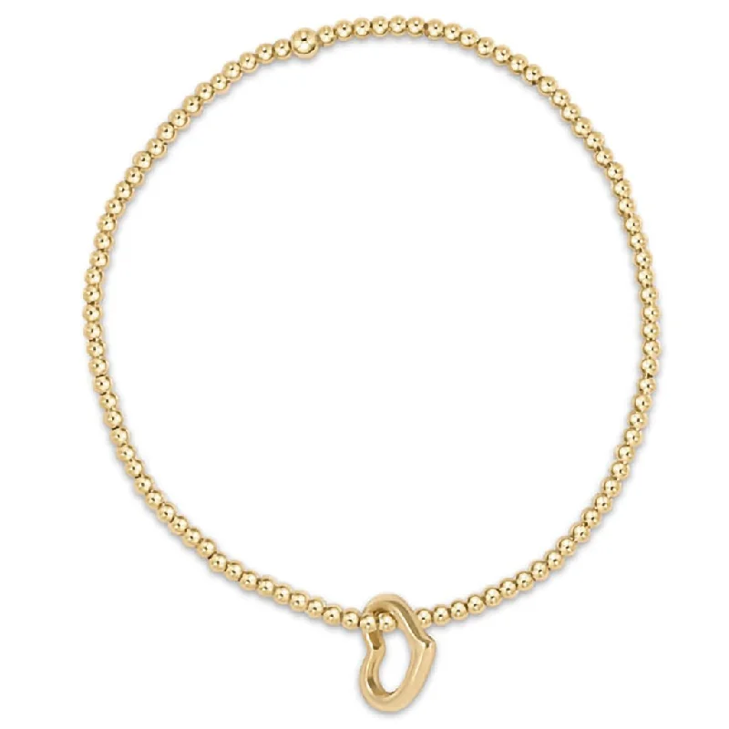 enewton design :   Classic gold 2.5mm bead bracelet - love gold charm