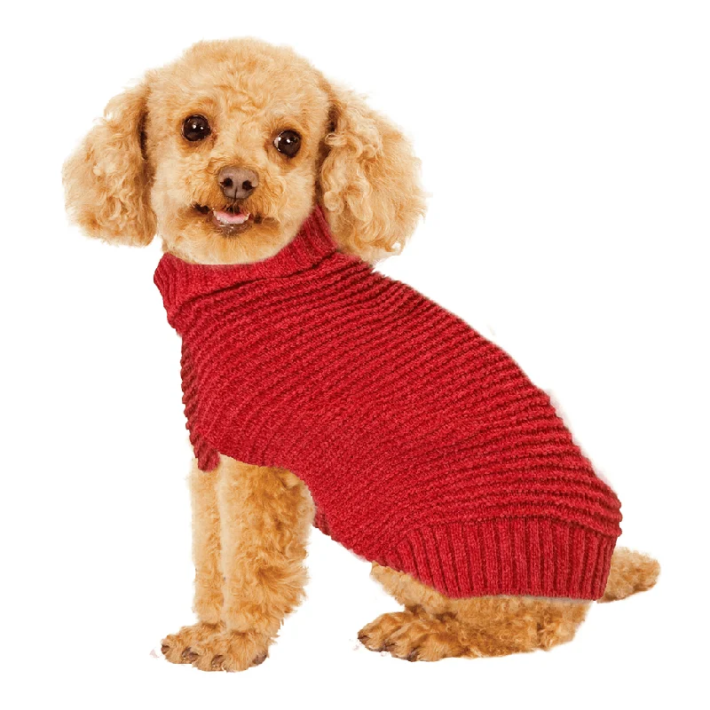 Fashion Pet by Ethical Ribbed Chenille Sweater in Red