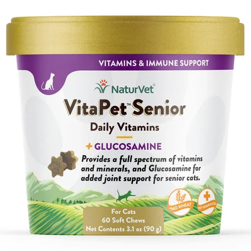 NaturVet VitaPet Senior Daily Vitamins Plus Glucosamine Cat Soft Chews