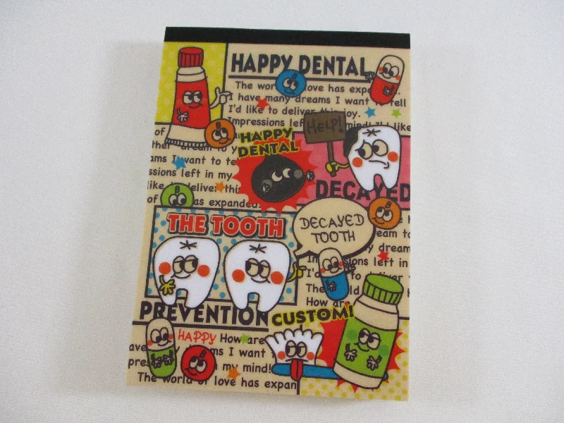 Cute Kawaii HTF Vintage Collectible Kamio Happy Dental 4 x 6 Inch Notepad / Memo Pad - Stationery Designer Paper Collection