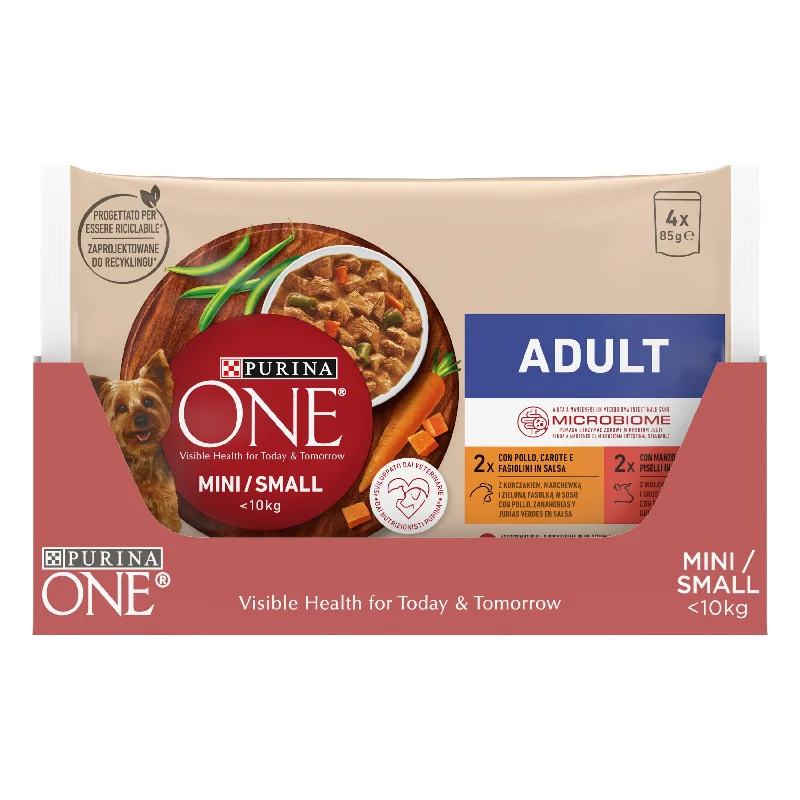 Purina One Mini/Small Adult, 4 pack (Chicken & Beef in gravy)