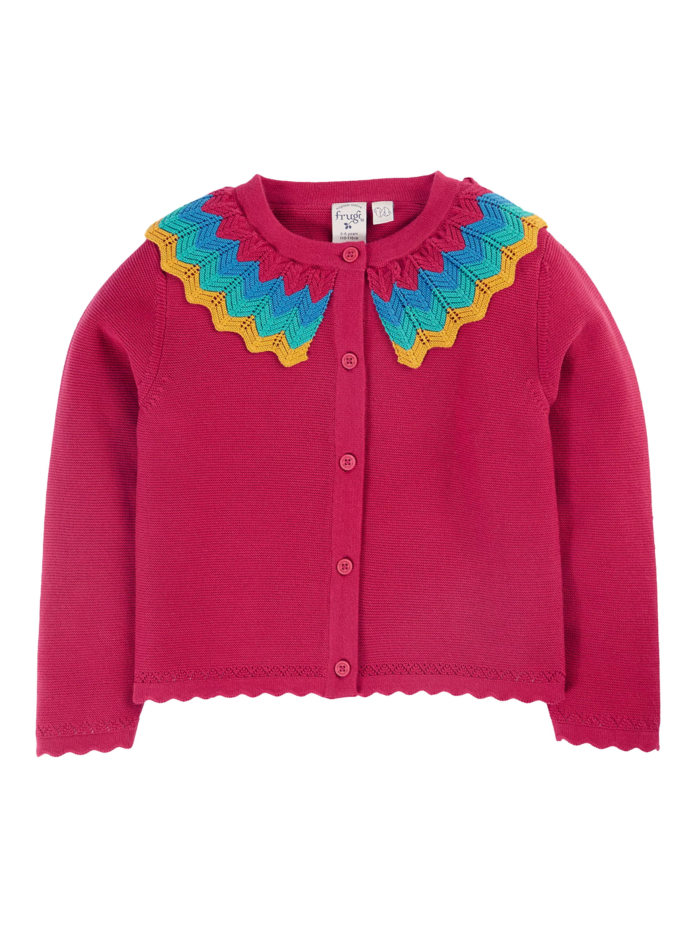 Frugi Kids' Wrenly GOTS Organic Cotton Cardigan, Lingonberry