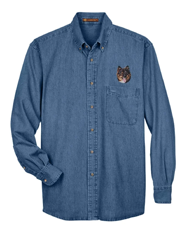 Finnish Lapphund Embroidered Mens Denim Shirts