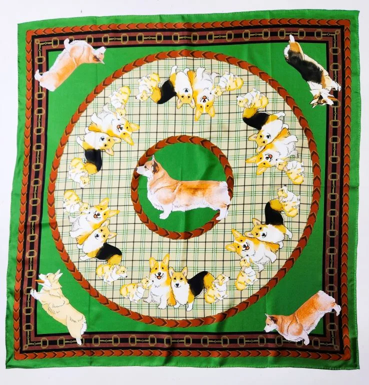 Pembroke Welsh Corgi Green Silk Scarf