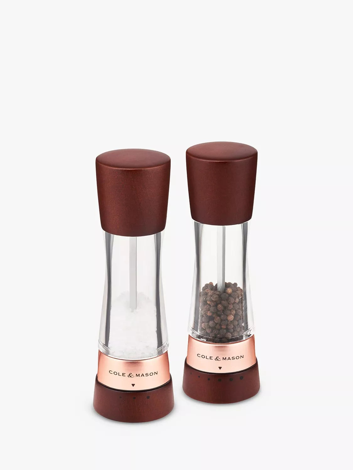 Cole & Mason Derwent Gourmet Precision+ Salt and Pepper Mills Set, Chestnut/Rose Gold