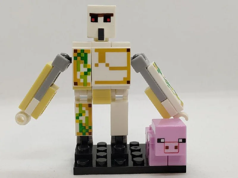 Custom Lego Compatible Minecraft Iron Golem & Pig Minifig