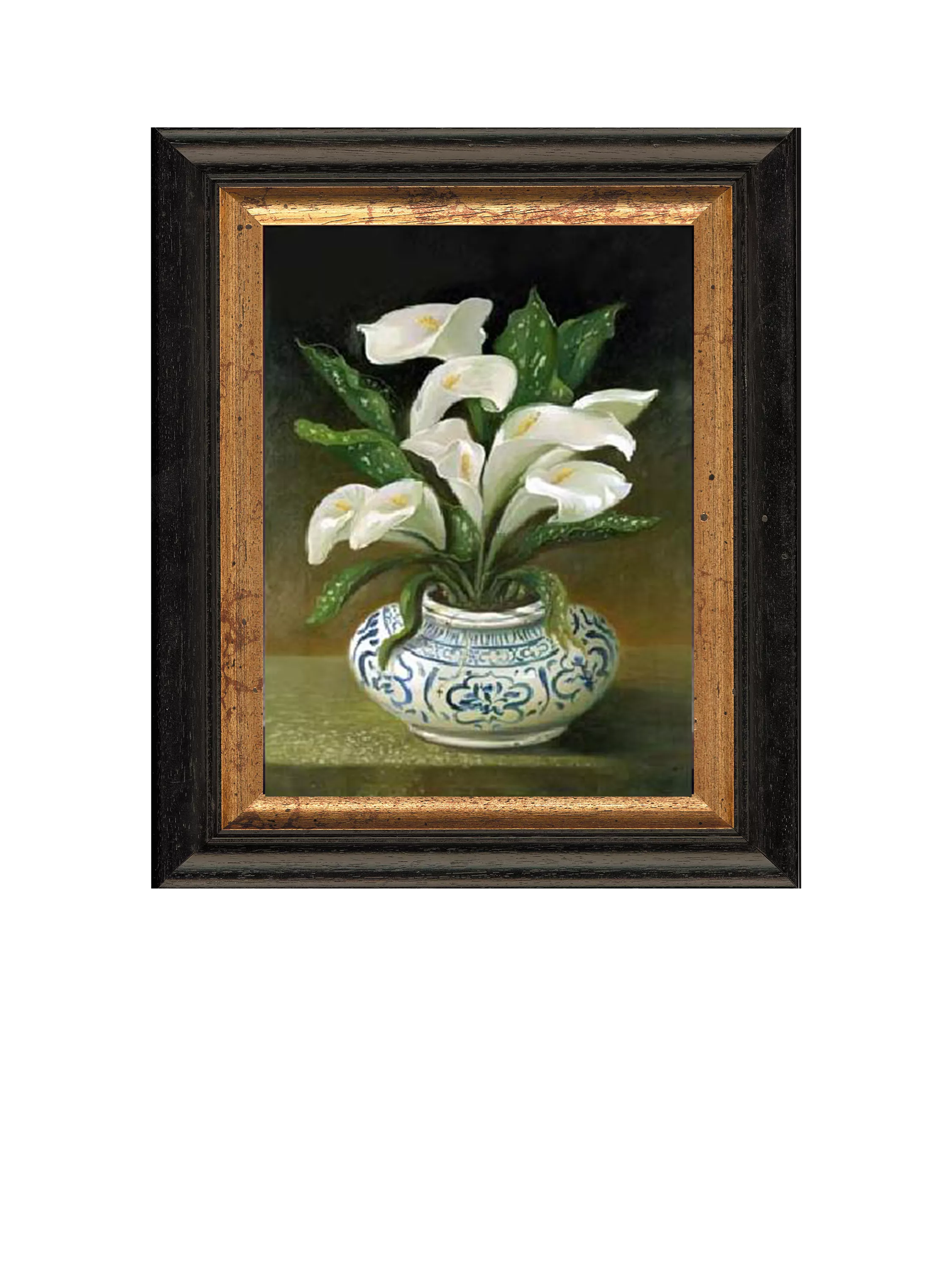 Brookpace Lascelles 'White Flowers in Vase' Framed Canvas Print, 44 x 36cm, White/Blue