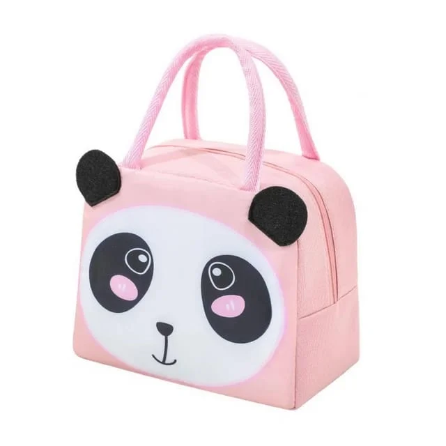 Cute 3d design Animal Printed Insulated  Lunch bag for kids (Pink Panda)