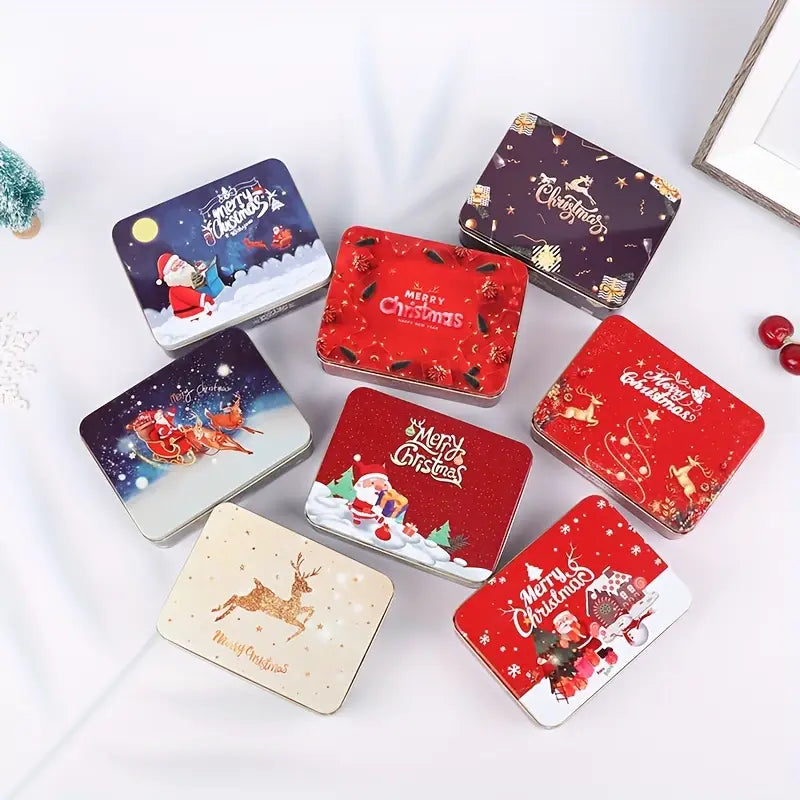 Christmas Themed Rectangle Metal Tin (Random) (1 pc)