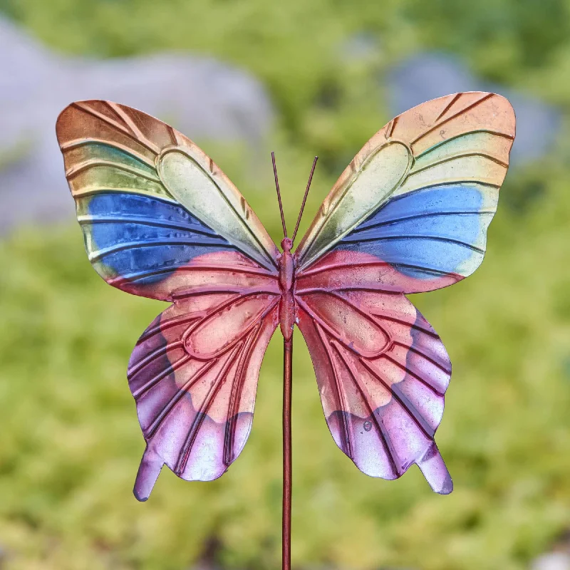 Eangee Home Design Garden Stake Butterfly Rainbow (m9003) (8 × 1 × 24 in, Multi Color)