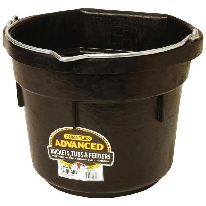 LITTLE GIANT DURAFLEX RUBBER FLAT BACK BUCKET (12 QT, BLACK)