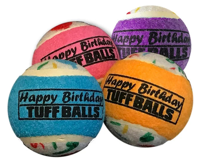 PETSPORT HAPPY BIRTHDAY BALLS 1.8" 4pk