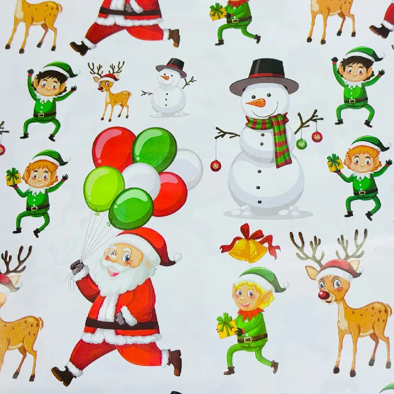 Beautiful Christmas Theme printed Gift Wrap- Set of 10 (White)